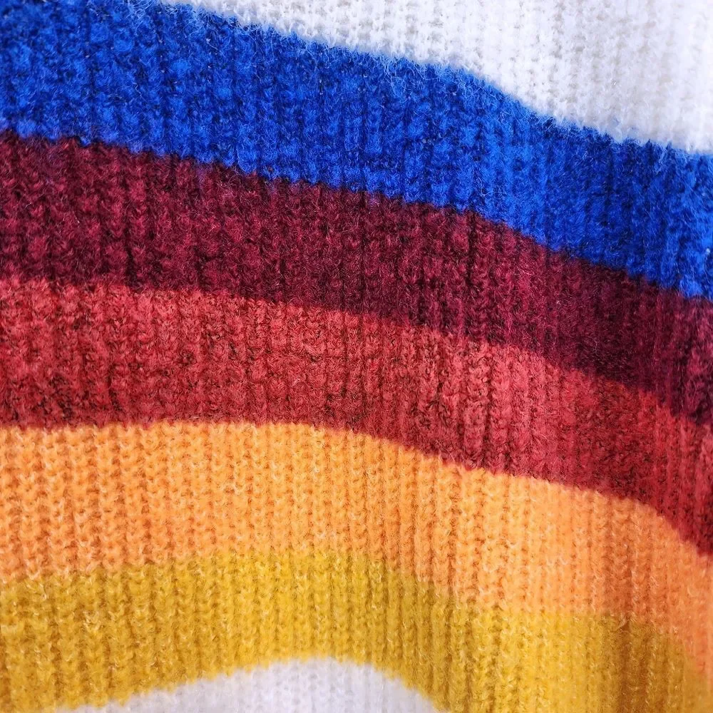 Express Women's Rib-Knit Mid Stripe Mock Neck Sweater - SP